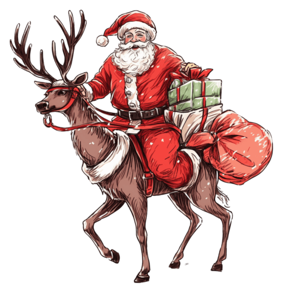 潮国创意圣诞老人驯鹿卡通手绘元素动物小鹿