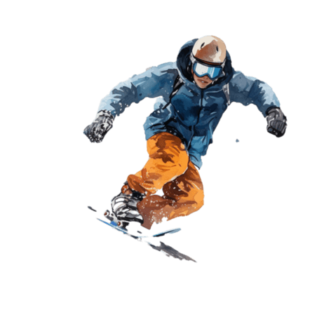 潮国创意滑雪水彩风格亚运会运动员锻炼比赛