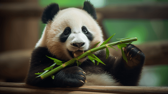 潮国创意熊猫吃竹子动物国宝可爱