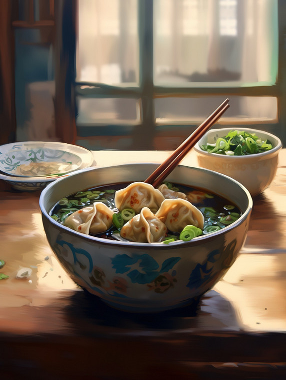 潮国创意中国传统美食一碗饺子插画9