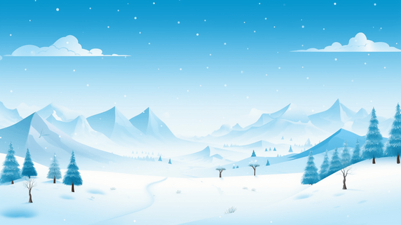 潮国创意冬季冰天雪地风景插画15冬天大雪卡通背景
