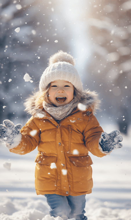 创意冬天大雪小孩玩雪雪地积雪人物摄影欧美人像儿童