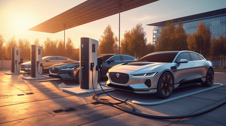 潮国创意新能源汽车在充电