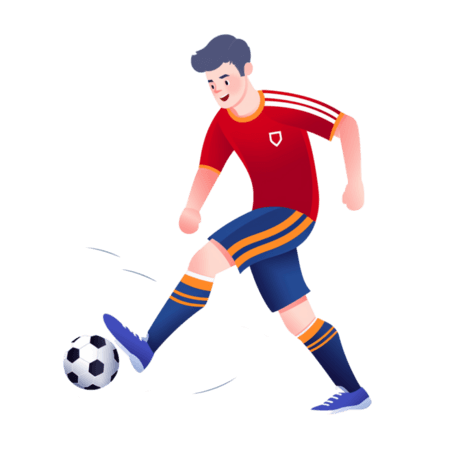 潮国创意手绘卡通亚运会运动人物少年踢足球