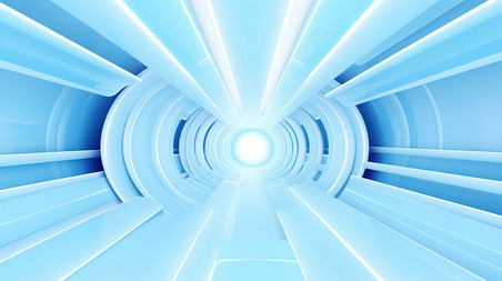 潮国创意浅蓝色未来隧道背景16抽象商务科技电商背景