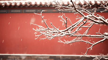 创意冬天唯美北京冬季故宫红墙雪景