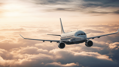潮国创意乘客乘坐飞机在云层上飞行