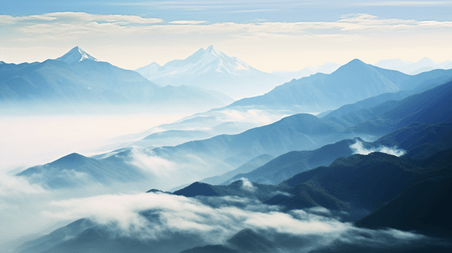 潮国创意云雾缭绕的群山美景云海风景山川高山