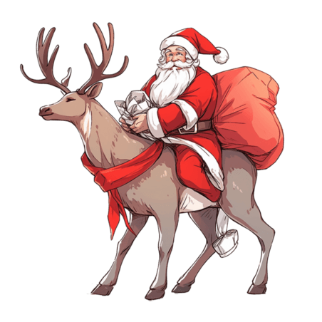 潮国创意手绘元素圣诞老人驯鹿卡通
