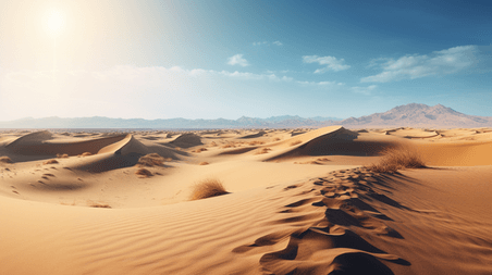 潮国创意烈日下的沙漠敦煌旅游风景