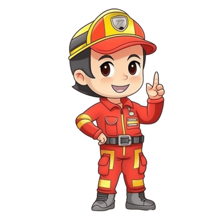 潮国创意卡通手绘消防救援消防员