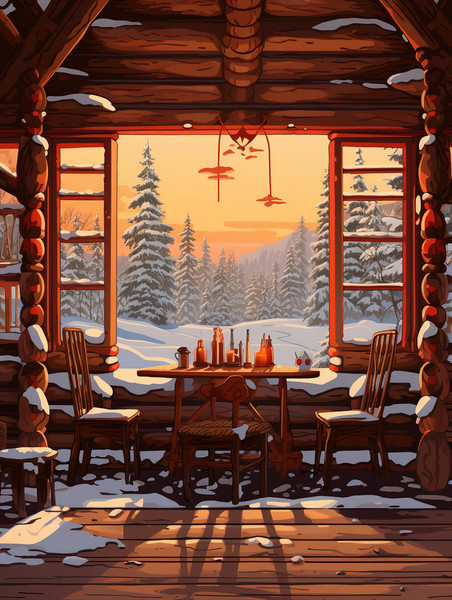 潮国创意温暖木屋窗外雪景18温馨冬天阳台阳光房