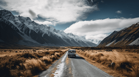潮国创意新西兰库克山风景图片道路开车风景