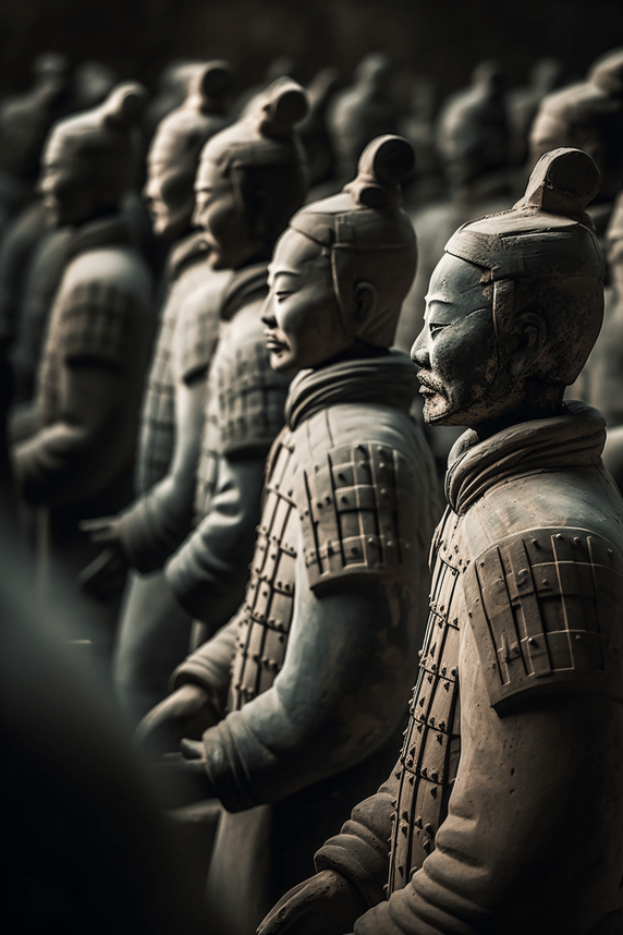 潮国创意中国历史悠久的西安兵马俑旅游地标景点