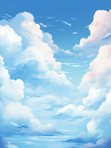 潮国创意蓝天白云天空卡通风格1云朵云海
