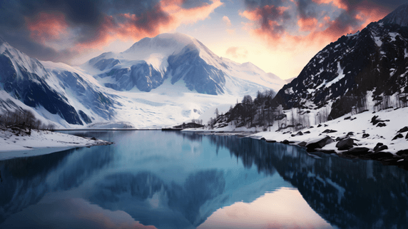 辽阔壮丽的雪山美景冬天冬季雪景雪地风景