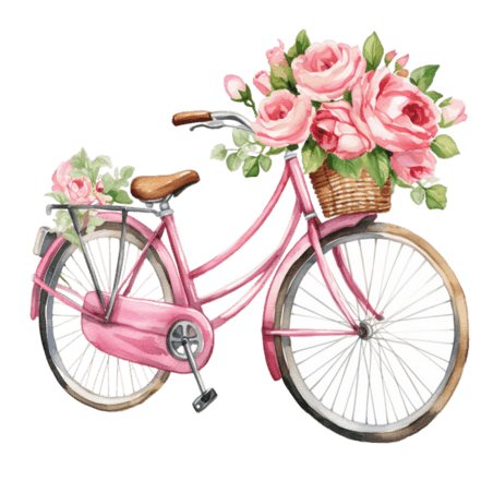潮国创意自行车花朵质感元素立体免扣图案