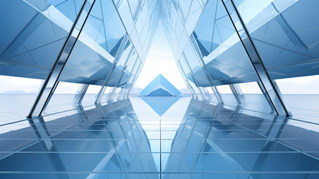 创意浅蓝色玻璃简约几何背景3商务科技抽象通道