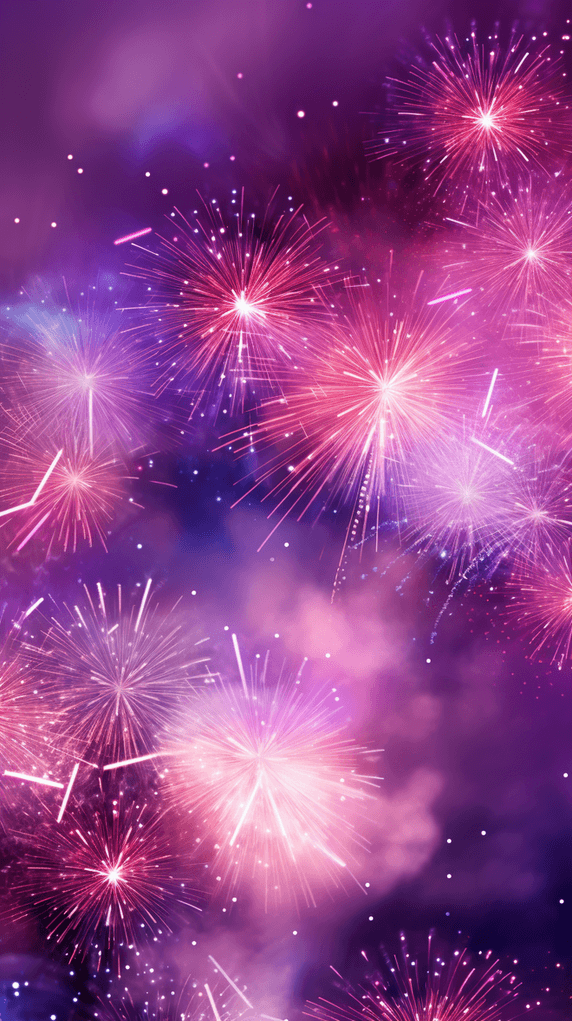 2024年新年欢庆烟花紫色灿烂烟花新年元旦跨年