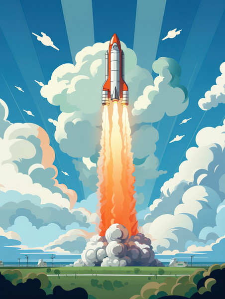 创意火箭发射的海报插图5美式漫画风航天科技