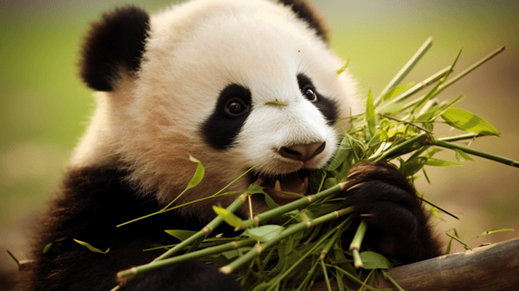 潮国创意熊猫吃竹子动物国宝