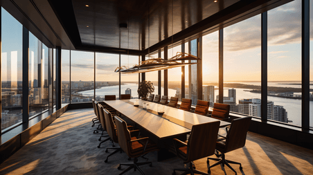 潮国创意现代商务室内会议室落地窗办公大楼公司