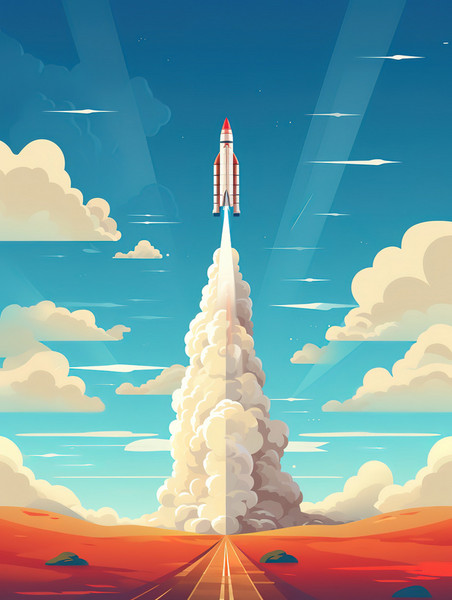 创意火箭发射的海报插图19美式漫画风航天科技