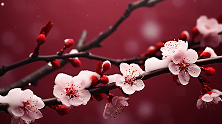 创意冬天盛放的寒梅特写摄影腊梅花朵植物