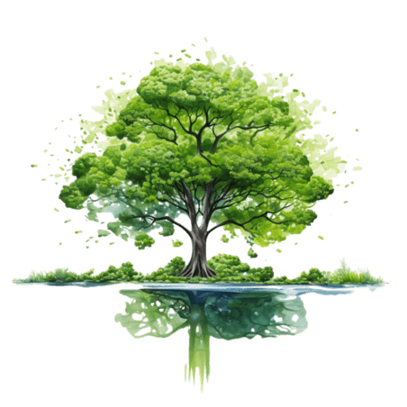 创意ai绘画绿色大树元素立体免抠图案水彩树木