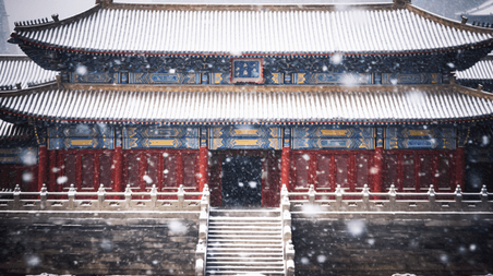 创意冬季冬天唯美北京飘雪故宫雪景