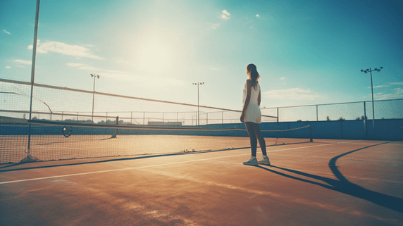 潮国创意夏日运动网球室外运动员特写摄影图