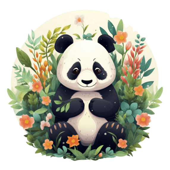 写实熊猫图标元素立体免抠图案动物国宝卡通