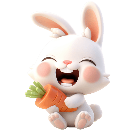 潮国创意可爱兔子3d吃胡萝卜卡通元素