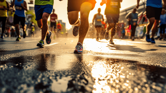 潮国创意跑马拉松的运动员奔跑跑步