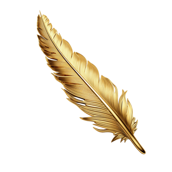 创意质感黄金羽毛元素优雅复古羽毛笔装饰