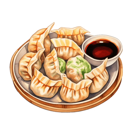 潮国创意水彩风格中餐饺子