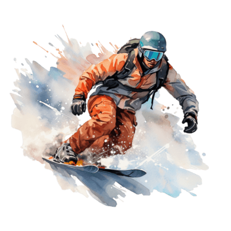潮国创意水彩滑雪风格亚运会运动员锻炼比赛