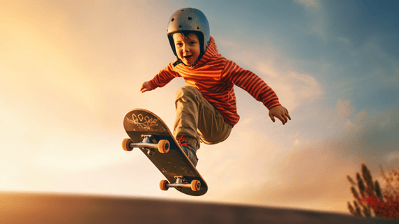 潮国创意一个玩滑板的孩子欧美人像运动体育