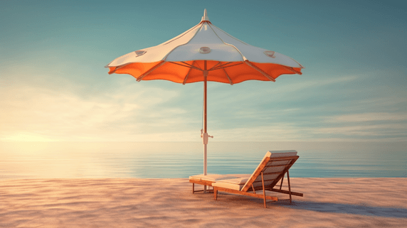 潮国创意夏天夏季夏日摄影图旅游旅行度假太阳伞沙滩大海海洋海边假期