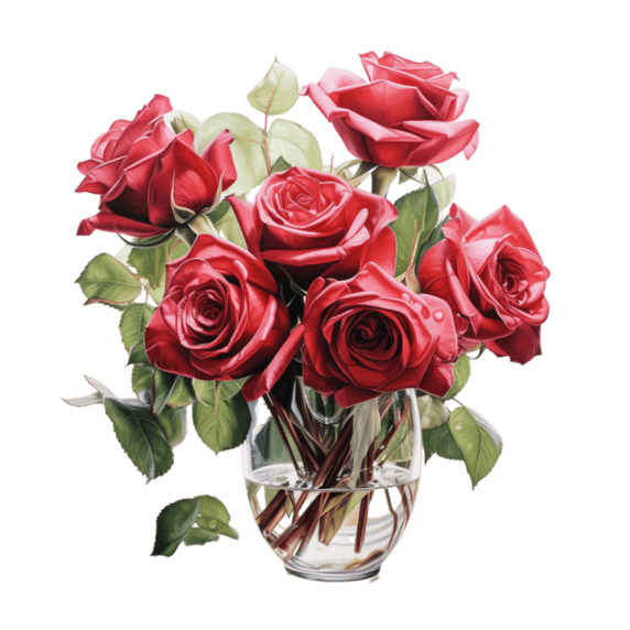 创意质感红色玫瑰元素立体免抠图案情人节花卉植物