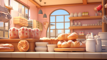 潮国创意面包店早餐店美味面包13烘焙房