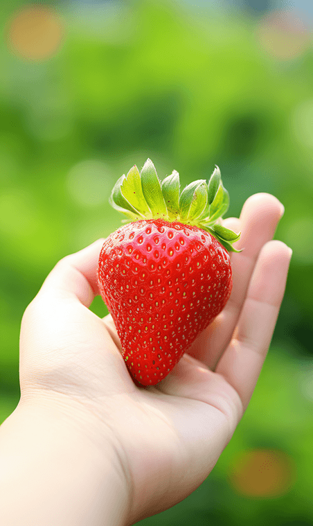 特写手拿草莓拍照摄影照片6生鲜水果