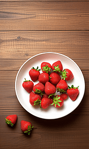 新鲜可口的草莓特写生鲜水果俯拍摆盘