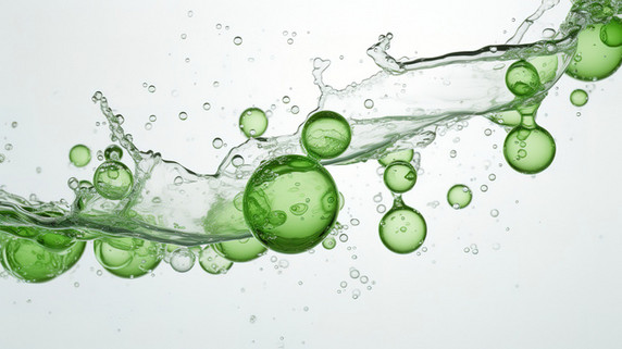 创意白色背景下透明的绿色气泡1