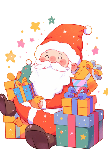 潮国创意手绘元素圣诞老人彩色插画卡通