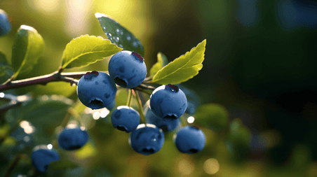 潮国创意种植蓝莓强烈的阳光水果植物