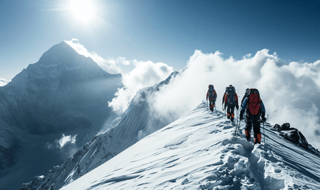 创意雪山人物攀爬登山企业文化励志摄影图6运动人物