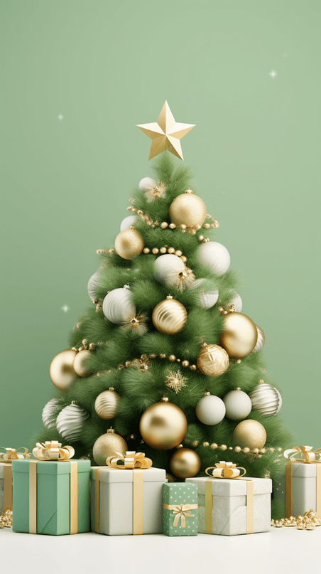 创意绿色圣诞节圣诞树礼物盒背景