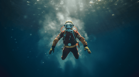 潮国创意潜水员在潜水运动探险冒险