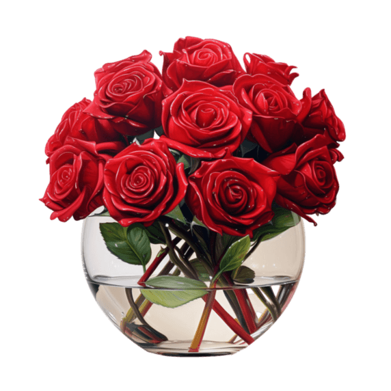 创意3d红色玫瑰元素立体免抠图案情人节